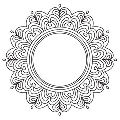 Vector frame isolated on white background. Floral ornament for tattoo, wedding invitation, antistress book and greeting card. Vector ornamental design element
