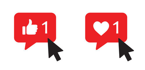 Vector icon like and heart with selection arrow - Vector illustration