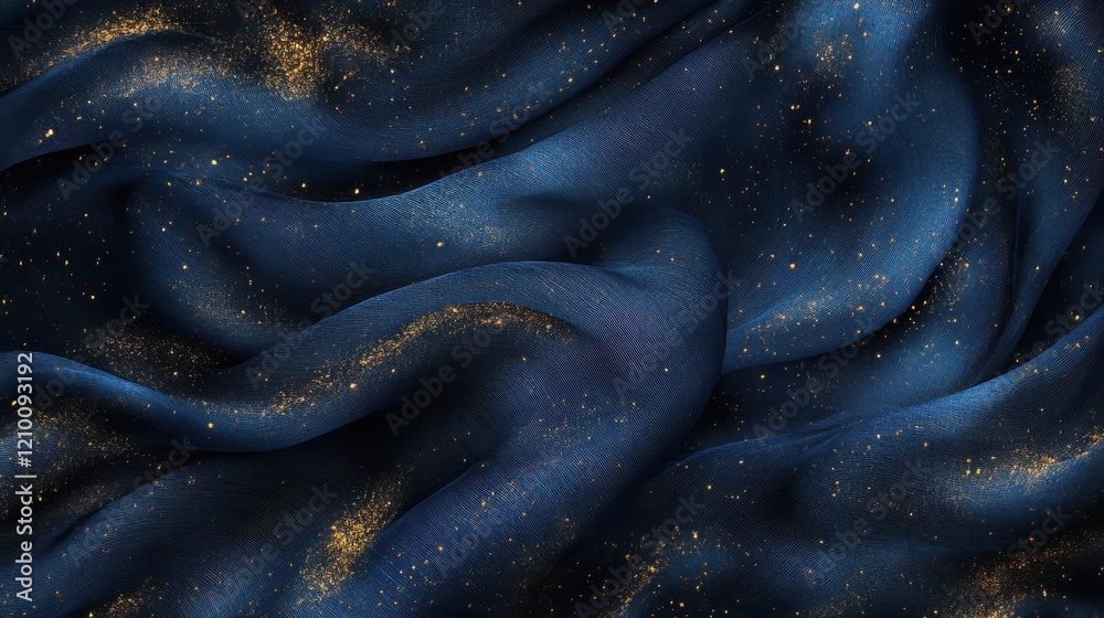 Aufkleber indigo and midnight blue watercolor texture with shimmering gold flecks creating a luxurious and mys