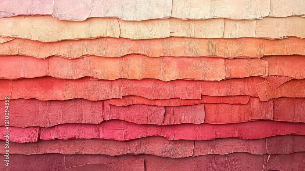 Aufkleber Soft coral and amber gradient showcasing abstract pencil strokes with rustic texture in uneven layers
