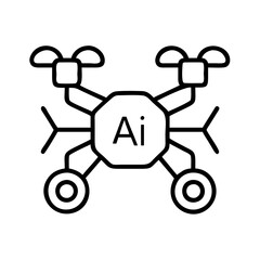ai powered drone icon, ai powered drone line art - simple line art of ai powered drone, perfect for ai powered drone logos and icons