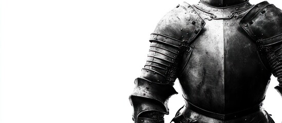 Medieval knight's armor, white background, historical context, game design