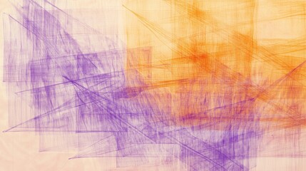 Obraz premium Exploration of abstract pencil strokes showcasing fragmented lavender and amber grid lines for enhanced visual depth