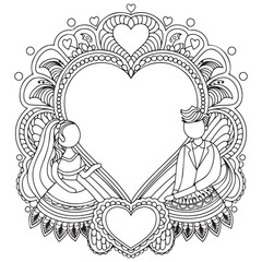 Vector frame isolated on white background. Floral ornament for tattoo, wedding invitation, antistress book and greeting card. Vector ornamental design element