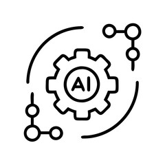 ai workflow automation icon, ai workflow automation line art - simple line art of ai workflow automation, perfect for ai workflow automation logos and icons