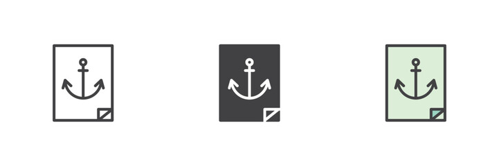 Navy Anchor Sticker different style icon set