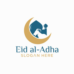 Eid al-Adha logo, Eid al-Adha Mubarak concept of Muslim mosque	