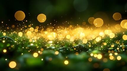 Golden Bokeh on Green: A mesmerizing and abstract background with warm, golden bokeh lights dancing on a soft, green canvas, perfect for adding a touch of magic and wonder to your projects. 