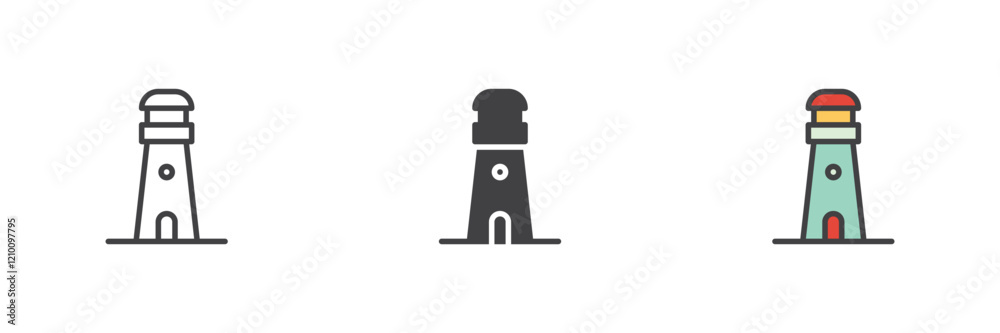 Poster Lighthouse different style icon set