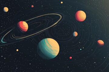 Geometric Solar System Vector Illustration