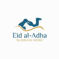 Naklejka premium Eid al-Adha logo, Eid al-Adha Mubarak concept of Muslim mosque 