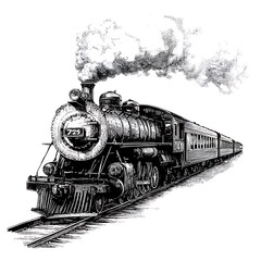 Vintage steam train illustration. (1)