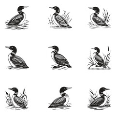 loon bird silhouette vector style art illustration isolated 