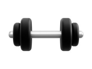 black gym dumbbell 3d icon illustration isolated on transparent background cutout