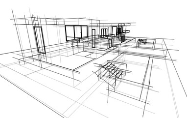 architectural sketch of a house