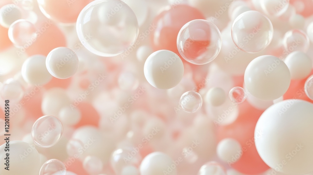 Fototapete dreamy bokeh background with soft cream and pale coral orbs creating a warm and inviting atmosphere
