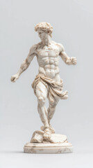Fototapeta premium marble sculpture of muscular figure in dynamic pose, showcasing strength and grace. intricate details highlight artistry of classical design