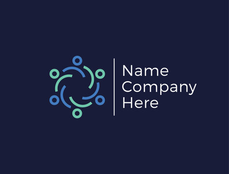 Unity People Logo Design. Abstract Circle Symbol for Community and Social Networks.
