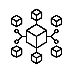 blockchain technology icon, blockchain technology line art - simple line art of blockchain technology, perfect for blockchain technology logos and icons