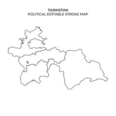 Detailed outline of Tajikistans political boundaries suitable for various educational applications and geographic studies. Ideal for presentations and analysis of regional data.