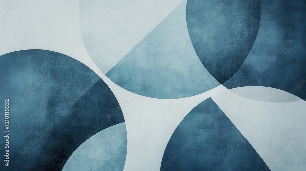 Aufkleber Muted blue and gray half-circles create a serene abstract design in a minimalist style