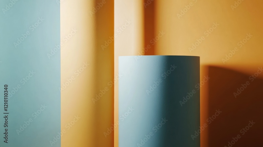 Poster minimalist gradient design featuring smooth transitions between soft blue and warm orange hues in a 
