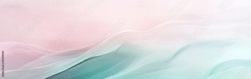 Poster soft flowing mint and pink haze creating a tranquil atmosphere in an abstract background