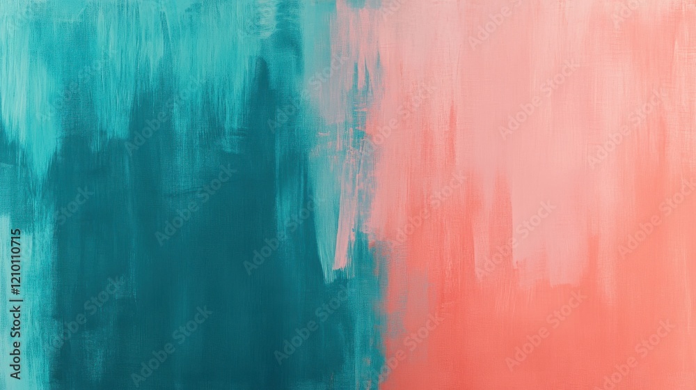 Aufkleber faint pencil strokes create a soothing blend of teal and coral on canvas in an abstract artwork