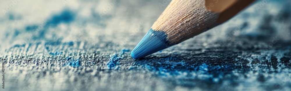 Poster elegant blue pencil strokes create a soft wash on textured paper during an afternoon art session