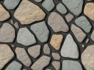 Natural Stone Garden Wall and Floor Texture with Random Tile Pattern - Repetitive pattern