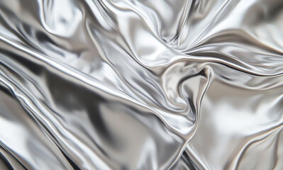Foil silver with crumpled metal texture	