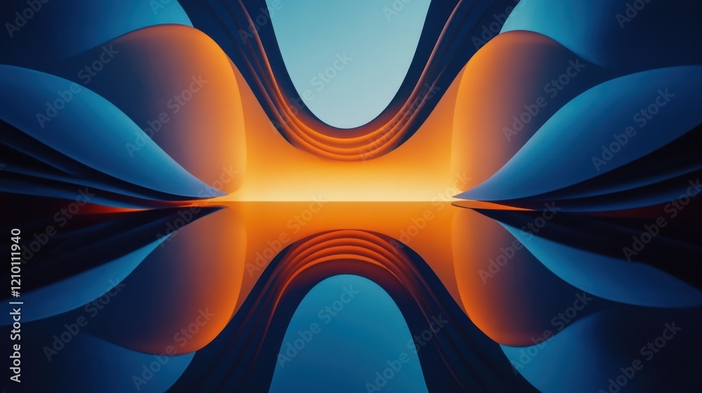 Poster gradient abstract artwork showcasing smooth pencil strokes in vibrant tones of blue and orange, with