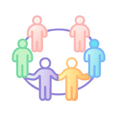 Group of people holding hands in a circular formation