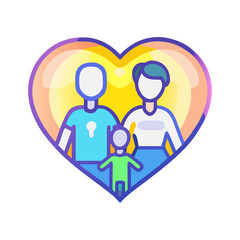 Family icon inside a glowing heart