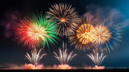 Spectacular Fireworks Show Over a City Skyline texture pattern - with city