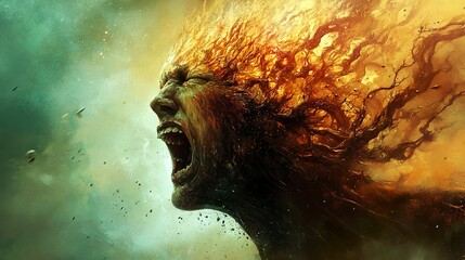 Burning Mind: A Surreal Expression of Anguish and Pain