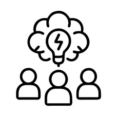 brainstorming icon, brainstorming line art - simple line art of brainstorming, perfect for brainstorming logos and icons