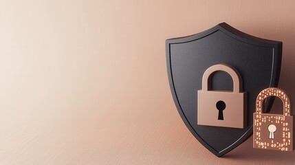 Lock and Shield Icons with Glowing Effects