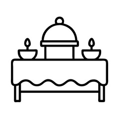 buffet table icon, buffet table line art - simple line art of buffet table, perfect for buffet table logos and icons