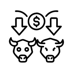 bulls and bears icon, bulls and bears line art - simple line art of bulls and bears, perfect for bulls and bears logos and icons