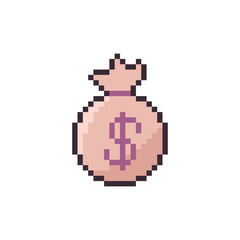money in a bag pixel