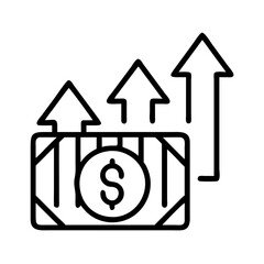 business expenses rising icon, business expenses rising line art - simple line art of business expenses rising, perfect for business expenses rising logos and icons
