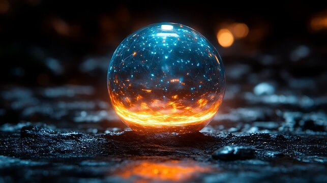 Crystal Orb of Fire and Ice: A surreal and mesmerizing abstract image depicting a crystal orb pulsating with both fire and ice, creating a captivating and symbolic interplay of contrasting elements.
