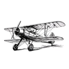 Vintage biplane sketch.