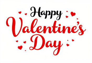 Elegant Happy Valentine's Day typography with heart accents on white background