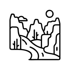 canyon icon, canyon line art - simple line art of canyon, perfect for canyon logos and icons