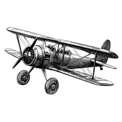 Vintage biplane illustration.