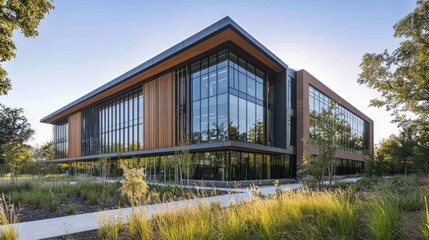Sustainable Research Facility Showcasing Eco Friendly Materials and Innovative Renewable Energy Technology