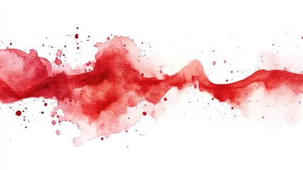 Dynamic red watercolor splashes with gentle gradients on a pristine white background, ideal for artistic and creative design applications.