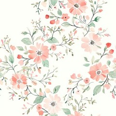 Watercolor doodle florals featuring soft colors and intricate botanical patterns for decoration